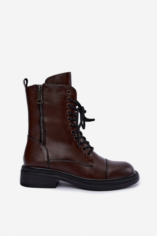botins isolados em couro sintético chocolate Vinceza 86443