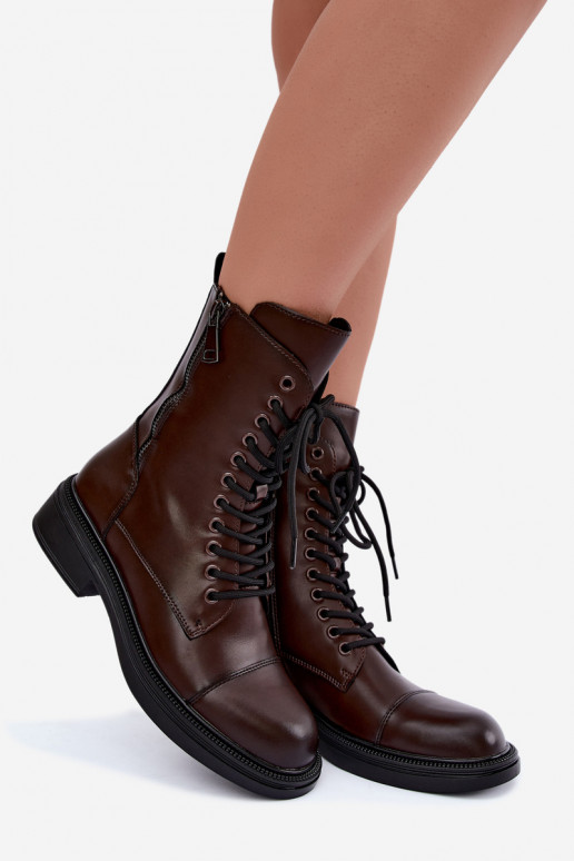 botins isolados em couro sintético chocolate Vinceza 86443