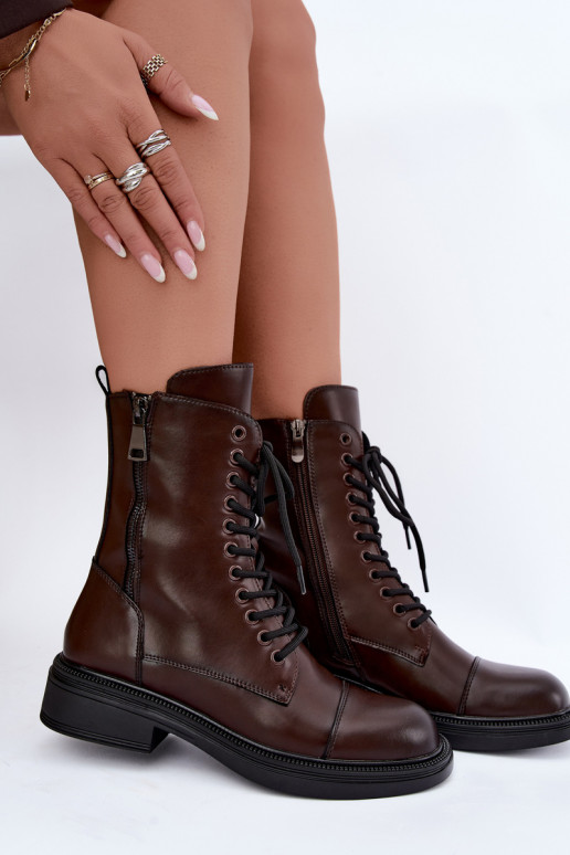 botins isolados em couro sintético chocolate Vinceza 86443