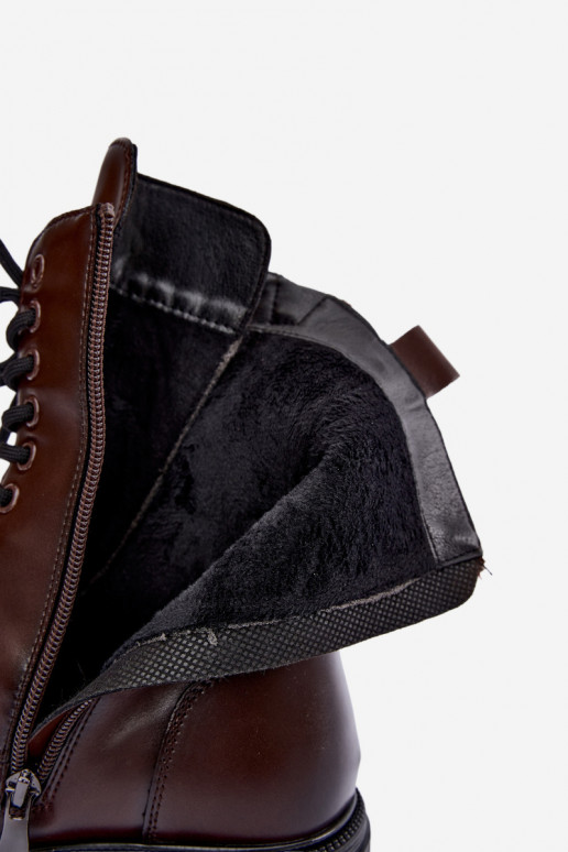 botins isolados em couro sintético chocolate Vinceza 86443