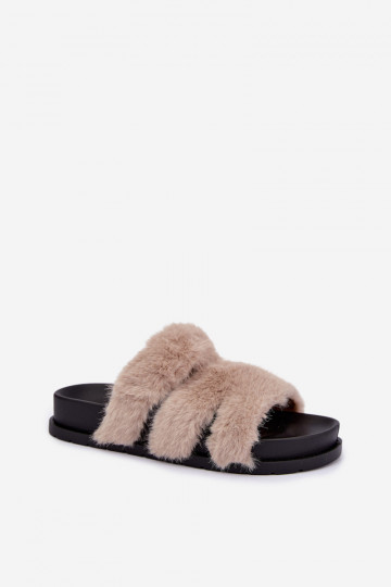 chinelo com pelo na cor areia Talisette