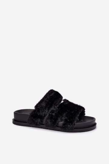 chinelo com pelo na cor preta Talisette