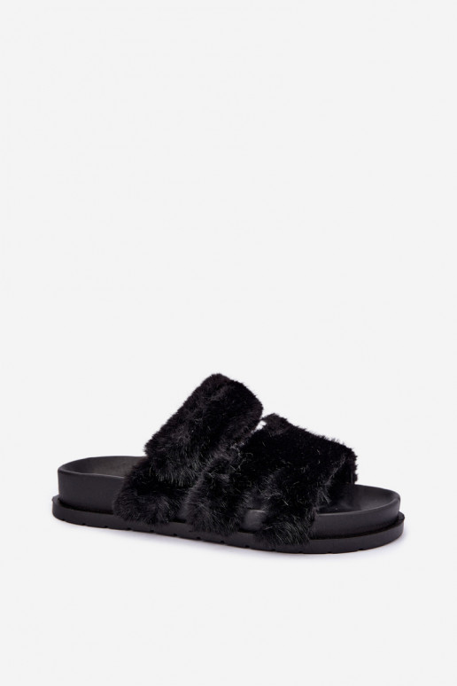 chinelo com pelo na cor preta Talisette