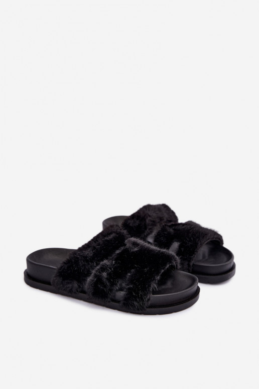 chinelo com pelo na cor preta Talisette