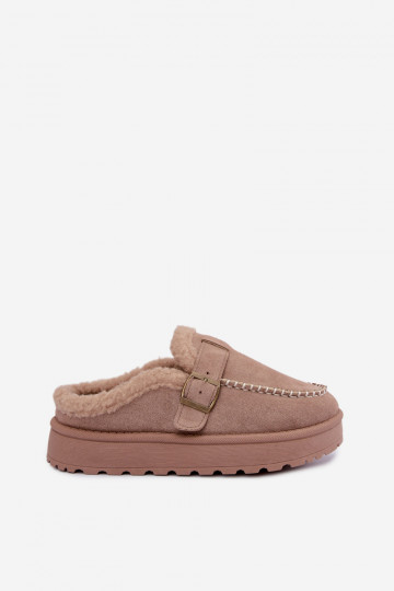 botas de neve femininas com fivelas na cor areia Saldora 2