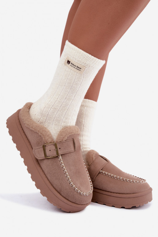 botas de neve femininas com fivelas na cor areia Saldora