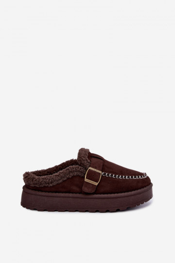 botas de neve femininas com fivelas na cor chocolate Saldora 2