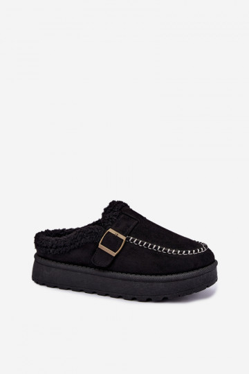 botas de neve femininas com fivelas na cor preta Saldora
