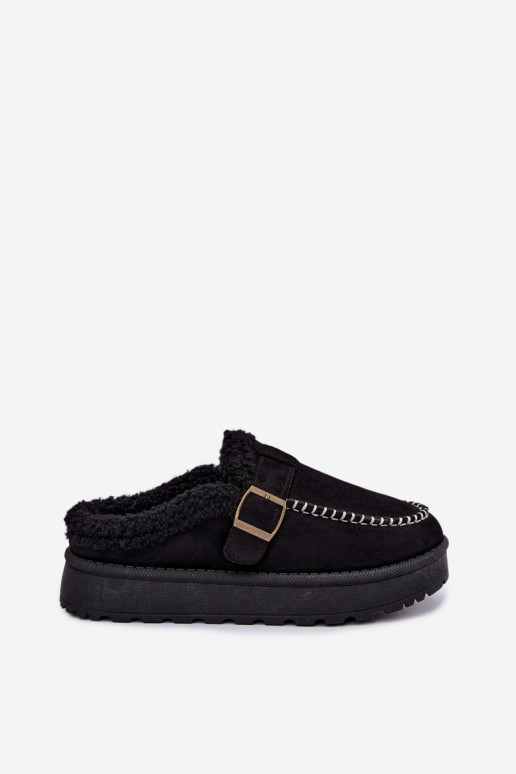 botas de neve femininas com fivelas na cor preta Saldora