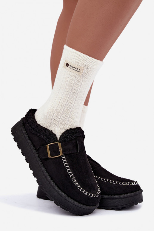 botas de neve femininas com fivelas na cor preta Saldora