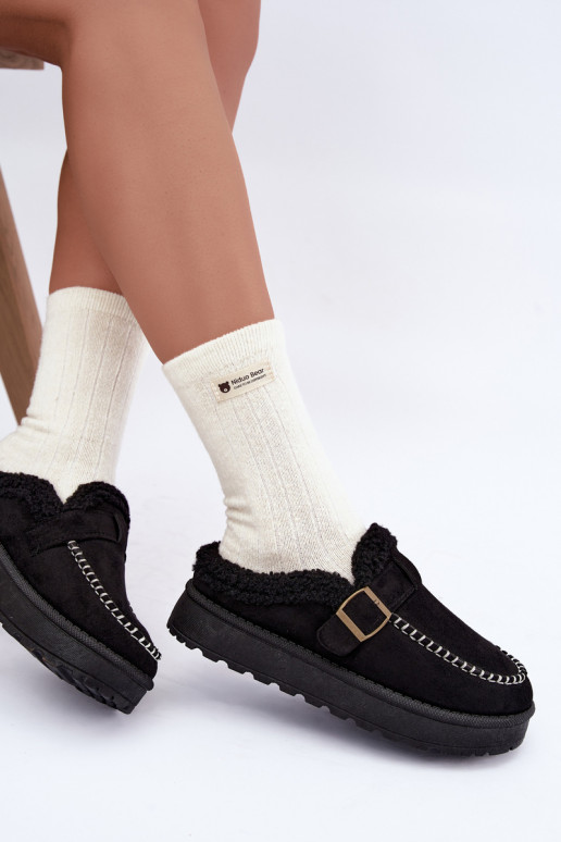 botas de neve femininas com fivelas na cor preta Saldora