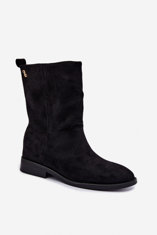 Botins quentes com saltos largos na cor preta Peronne