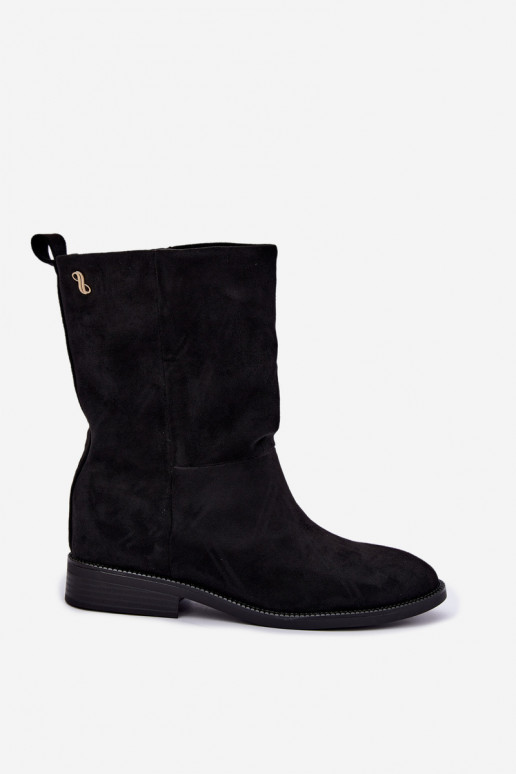 Botins quentes com saltos largos na cor preta Peronne