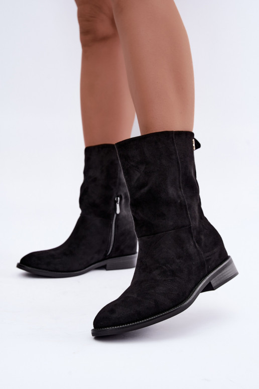 Botins quentes com saltos largos na cor preta Peronne