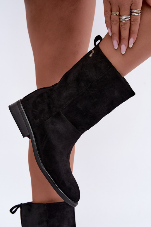 Botins quentes com saltos largos na cor preta Peronne