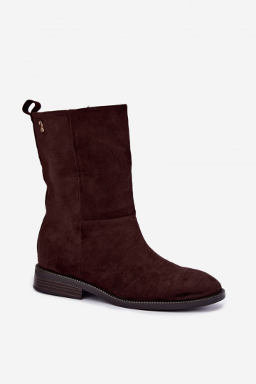 Botins quentes com saltos largos na cor chocolate Peronne