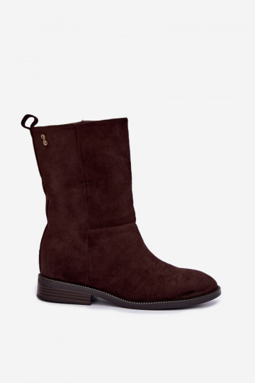 Botins quentes com saltos largos na cor chocolate Peronne 2