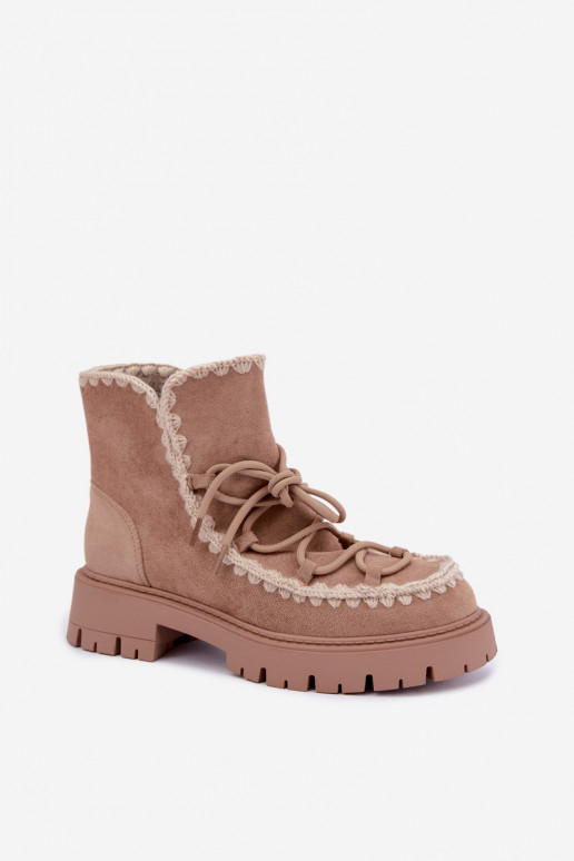 Botas de neve com detalhes elegantes na cor areia Cariselle