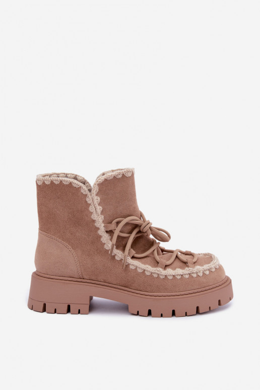 Botas de neve com detalhes elegantes na cor areia Cariselle