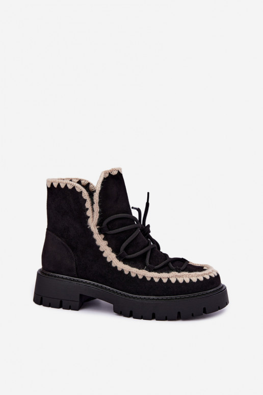 Botas de neve com detalhes elegantes na cor preta Cariselle