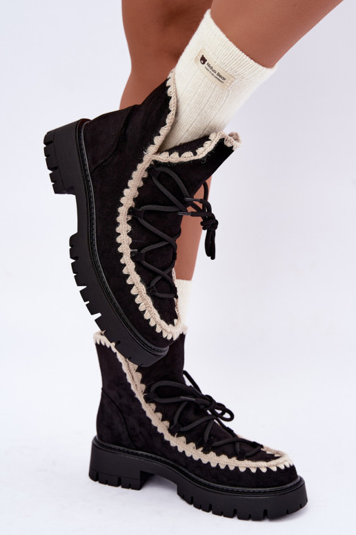 Botas de neve com detalhes elegantes na cor preta Cariselle