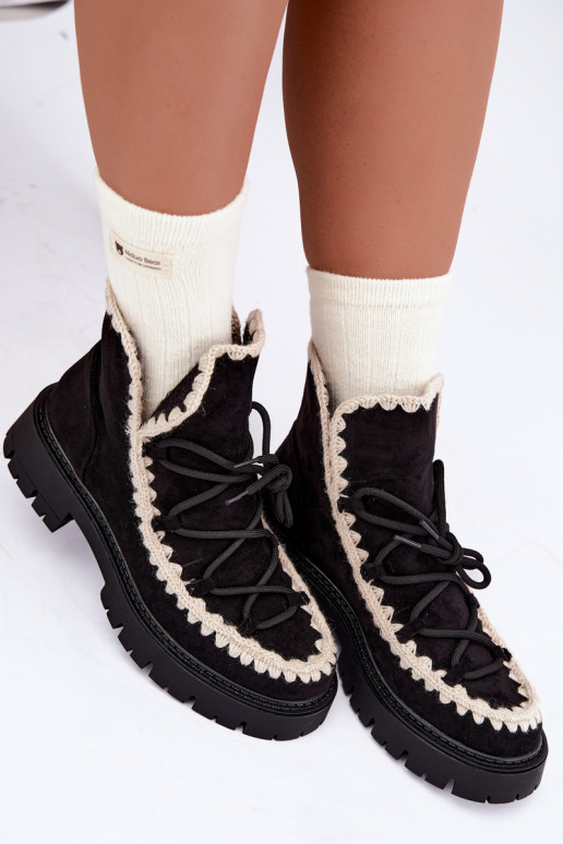Botas de neve com detalhes elegantes na cor preta Cariselle
