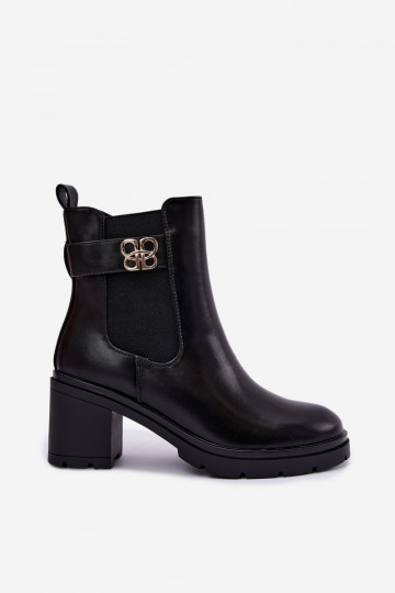 Botins quentes e estilosos com tiras decorativas na cor preta Irelina 2