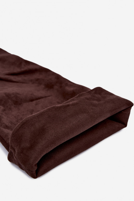 Botas femininas acima do joelho com saltos finos na cor marrom Aderelle