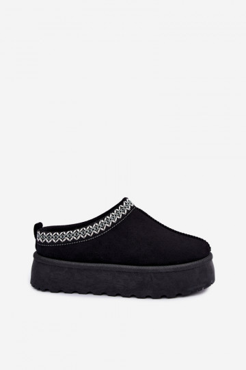 Botas de neve femininas baixas com flores bordadas e plataforma na cor preta Įjungtarirya 2