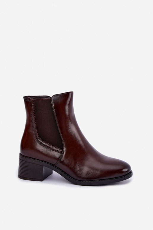Botins elegantes femininos na cor marrom escuro Dalmora