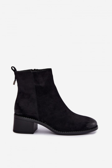 Botins pretos forrados com salto baixo Merselia 2
