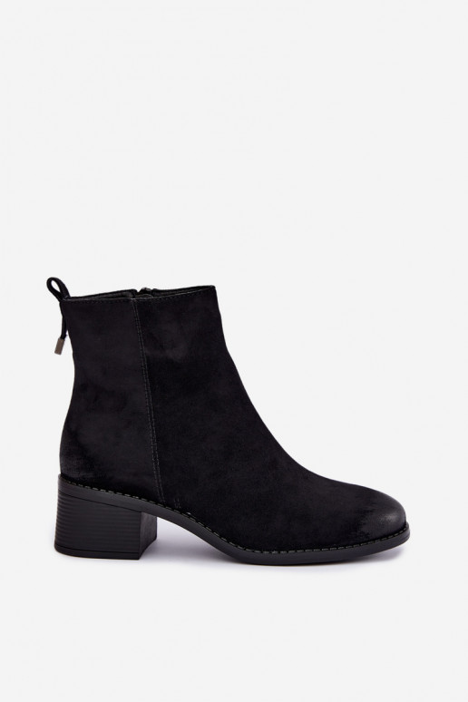 Botins pretos forrados com salto baixo Merselia