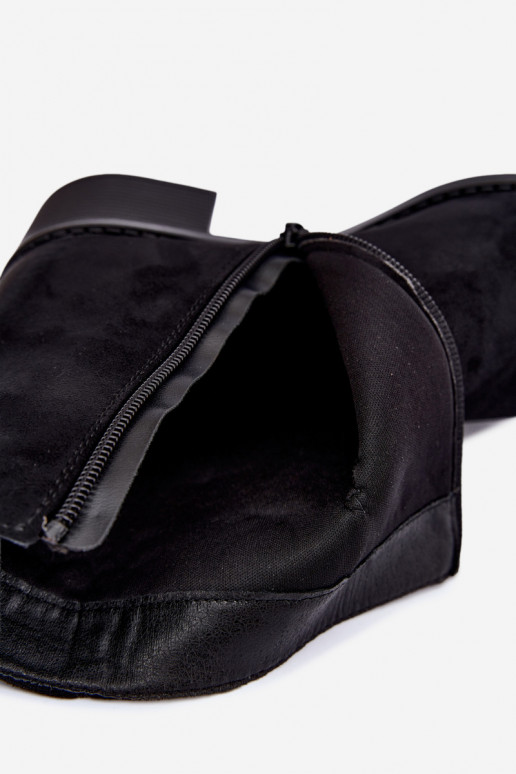 Botins pretos forrados com salto baixo Merselia