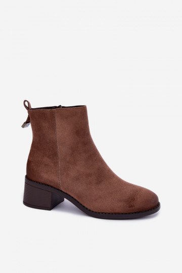 Botins bege forrados com salto baixo Merselia