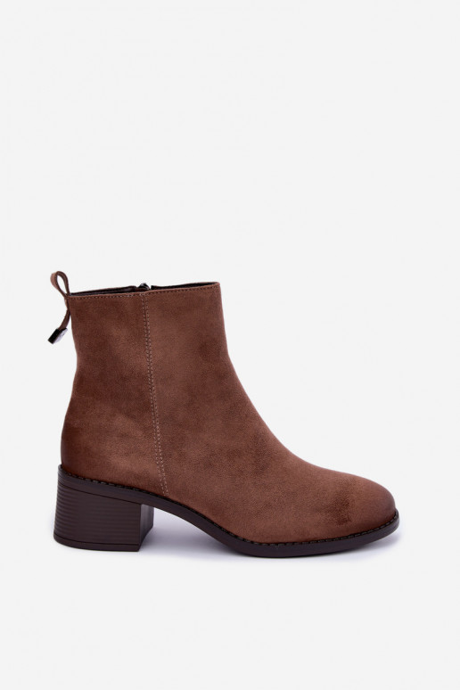 Botins bege forrados com salto baixo Merselia