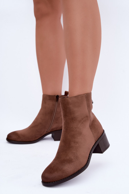 Botins bege forrados com salto baixo Merselia