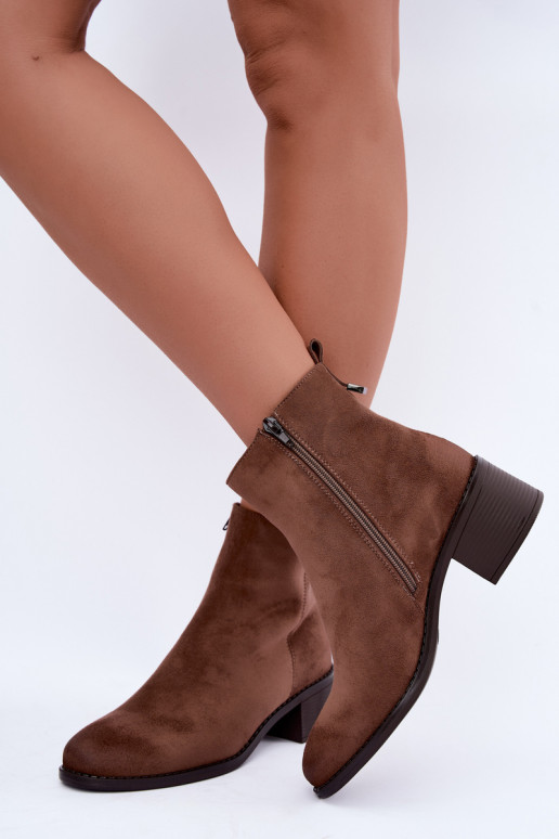 Botins bege forrados com salto baixo Merselia