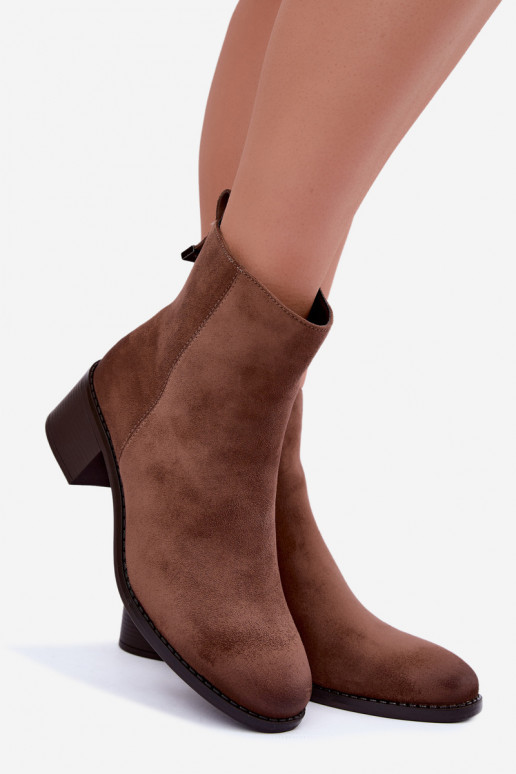 Botins bege forrados com salto baixo Merselia