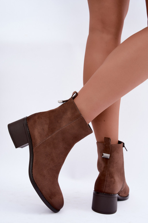 Botins bege forrados com salto baixo Merselia