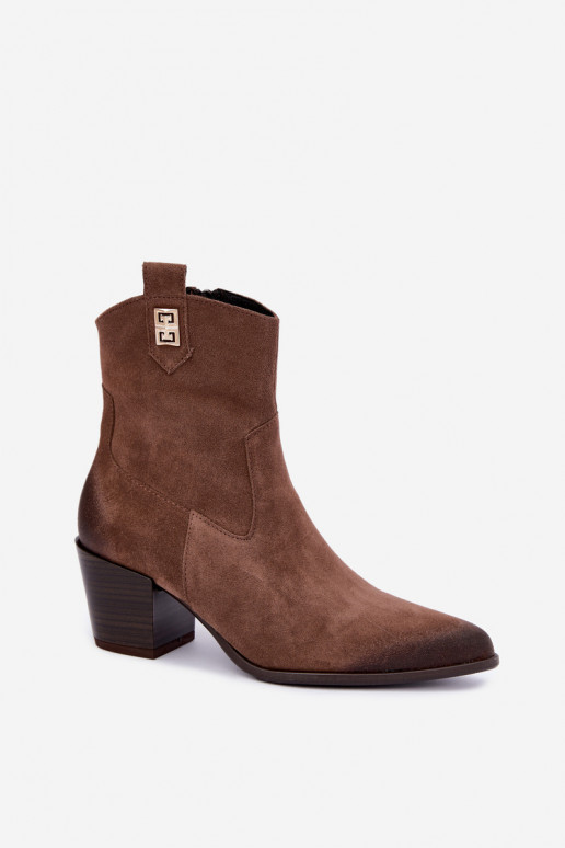 Botins marrons forrados estilo cowboy com salto Zazoo 60603