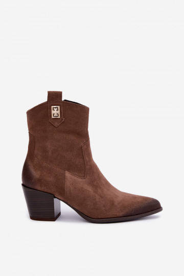Botins marrons forrados estilo cowboy com salto Zazoo 60603 2