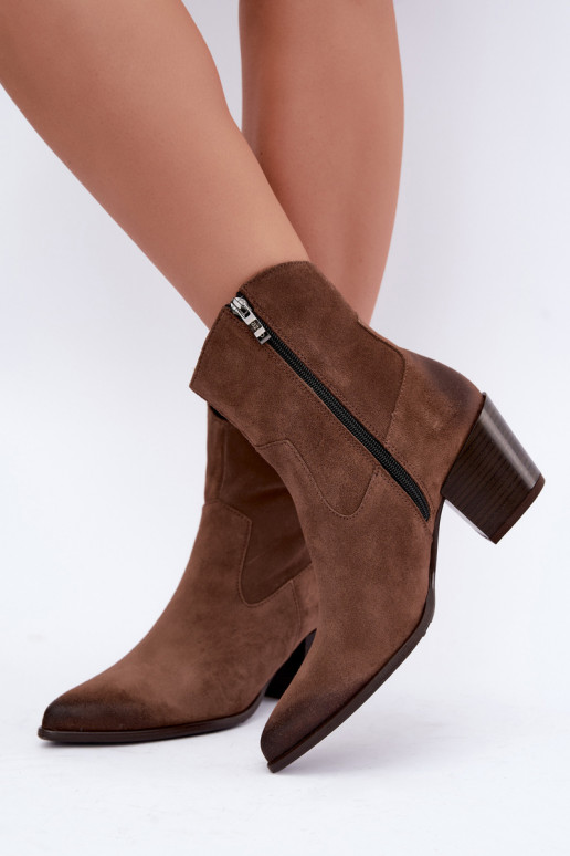 Botins marrons forrados estilo cowboy com salto Zazoo 60603