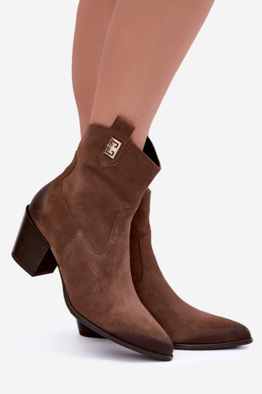 Botins marrons forrados estilo cowboy com salto Zazoo 60603