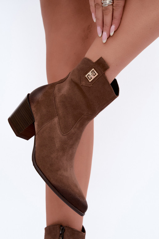 Botins marrons forrados estilo cowboy com salto Zazoo 60603