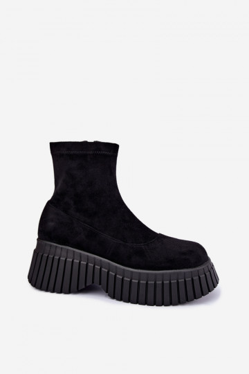 Botins pretos com plataforma de camurça sintética Elmorine