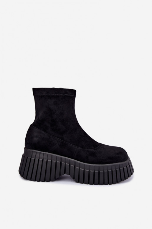 Botins pretos com plataforma de camurça sintética Elmorine