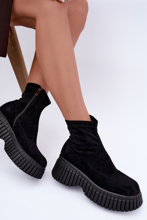 Botins pretos com plataforma de camurça sintética Elmorine