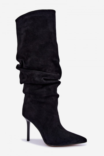 Botas pretas de cano alto com saltos finos Balira