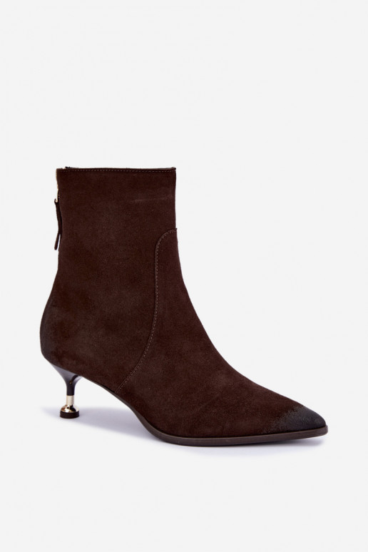 Botins de camurça forrados com salto Zazoo 60629 Czekoladoje