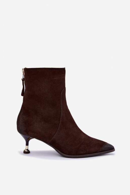 Botins de camurça forrados com salto Zazoo 60629 Czekoladoje